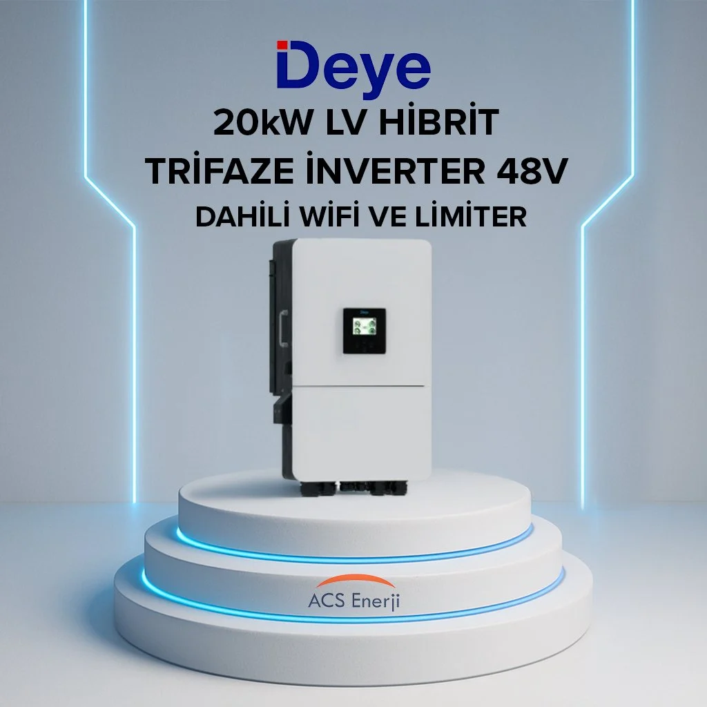 Deye 20 kW Trifaze LV Hibrit İnverter (Dahili Wifi ve Limiter)