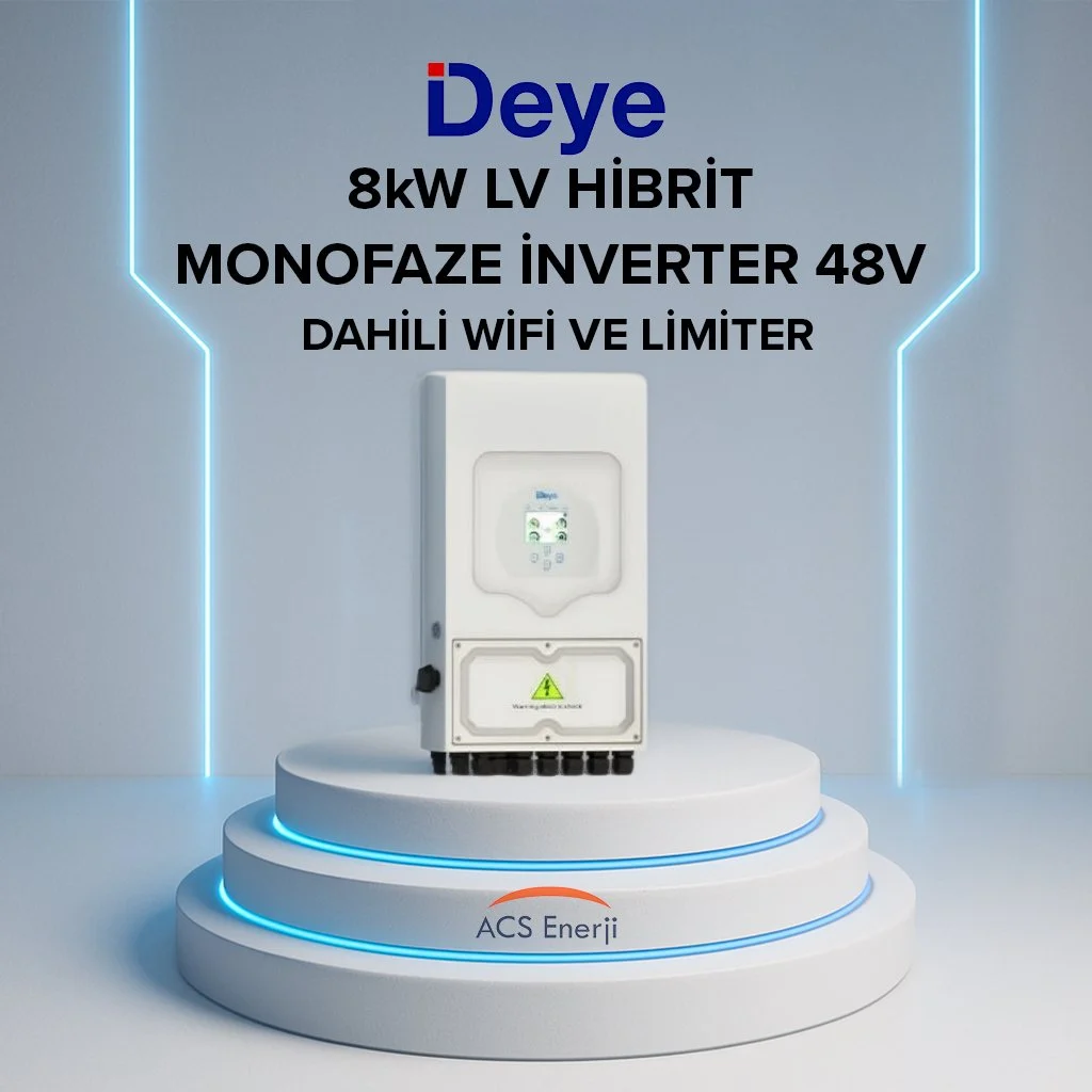 Deye 8 kW Monofaze LV Hibrit İnverter (Dahili Wifi ve Limiter)
