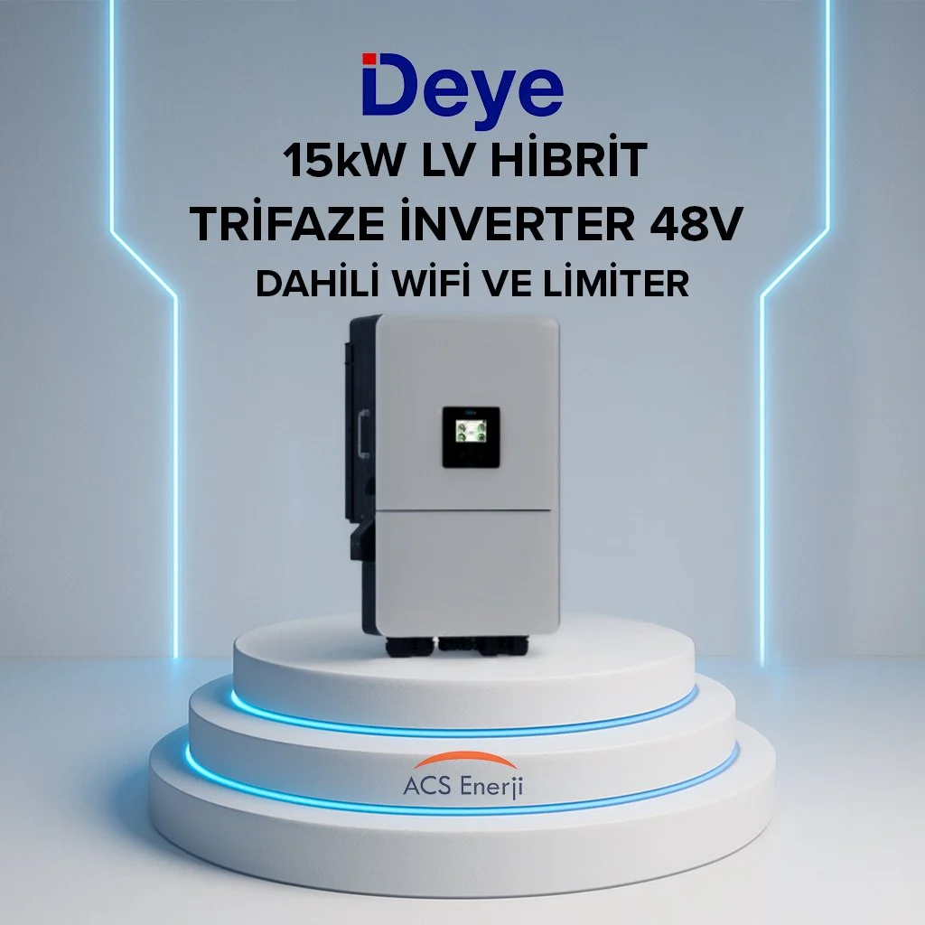 Deye 15 kW Trifaze LV Hibrit İnverter (Dahili Wifi ve Limiter)
