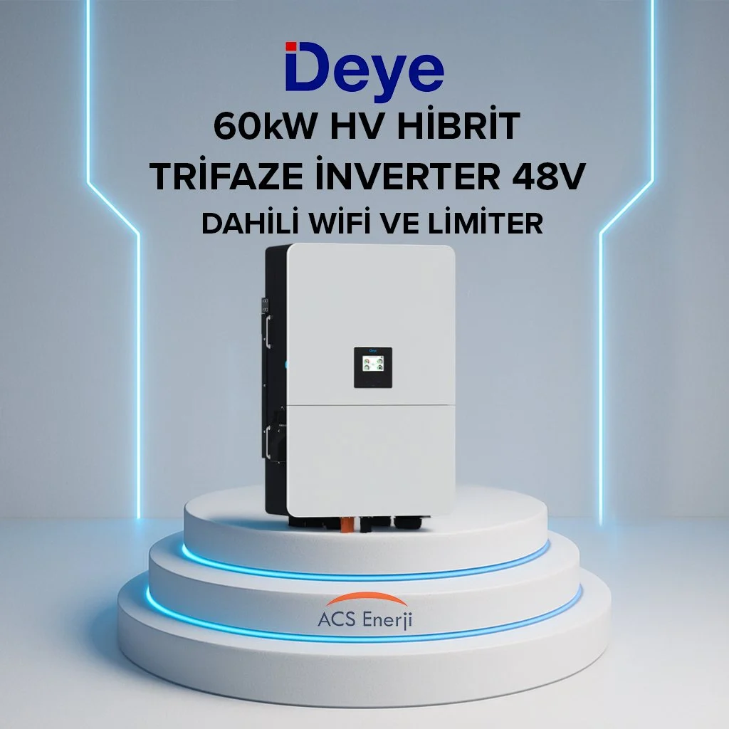 Deye 60 kW Trifaze HV Hibrit İnverter (Dahili Wifi ve Limiter)
